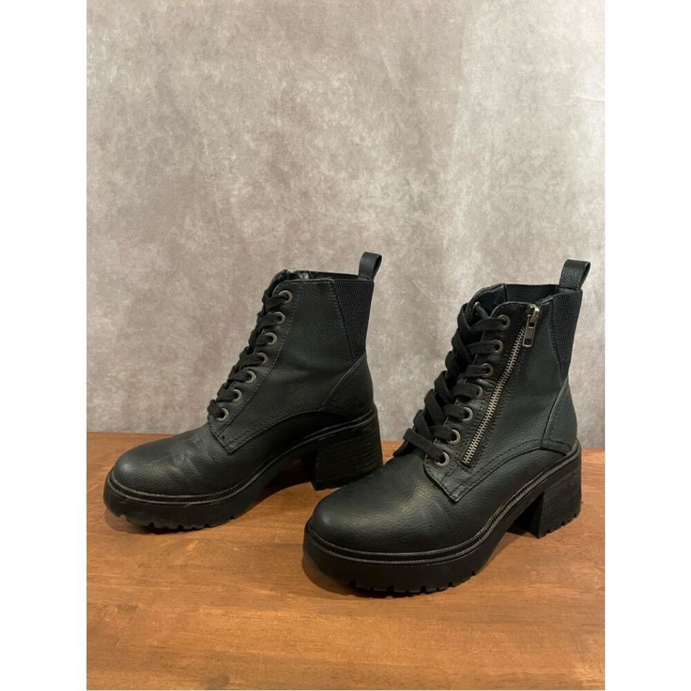MIA Lace-Up Chunky Heel Ankle Boots Vegan Leather Platform size 8